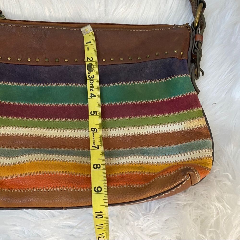 Fossil patchwork suede $ leather multi hobo bag - Picture 10 of 11